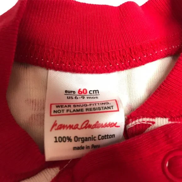 Hanna Andersson One Piece Zip Sleeper Pajama Red White Reindeer Size US 6-9 Mos